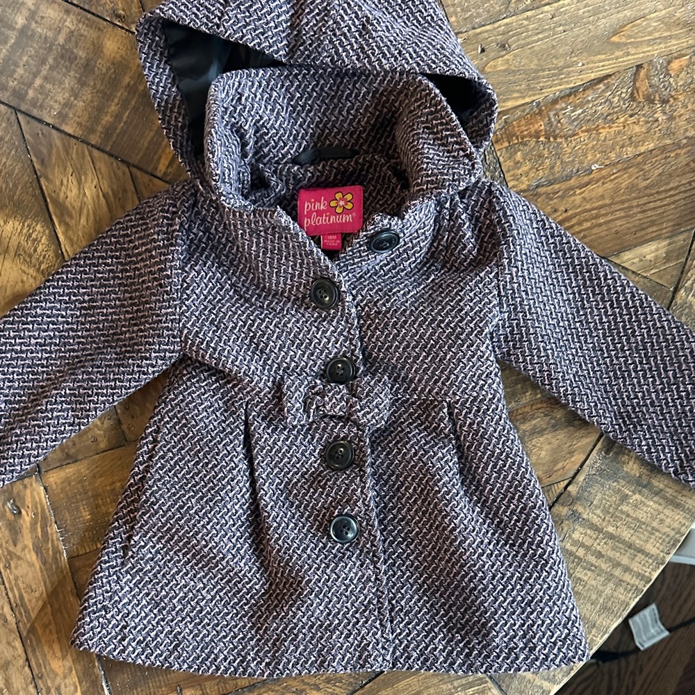 Pink Platinum Kids' Black and White Houndstooth coat